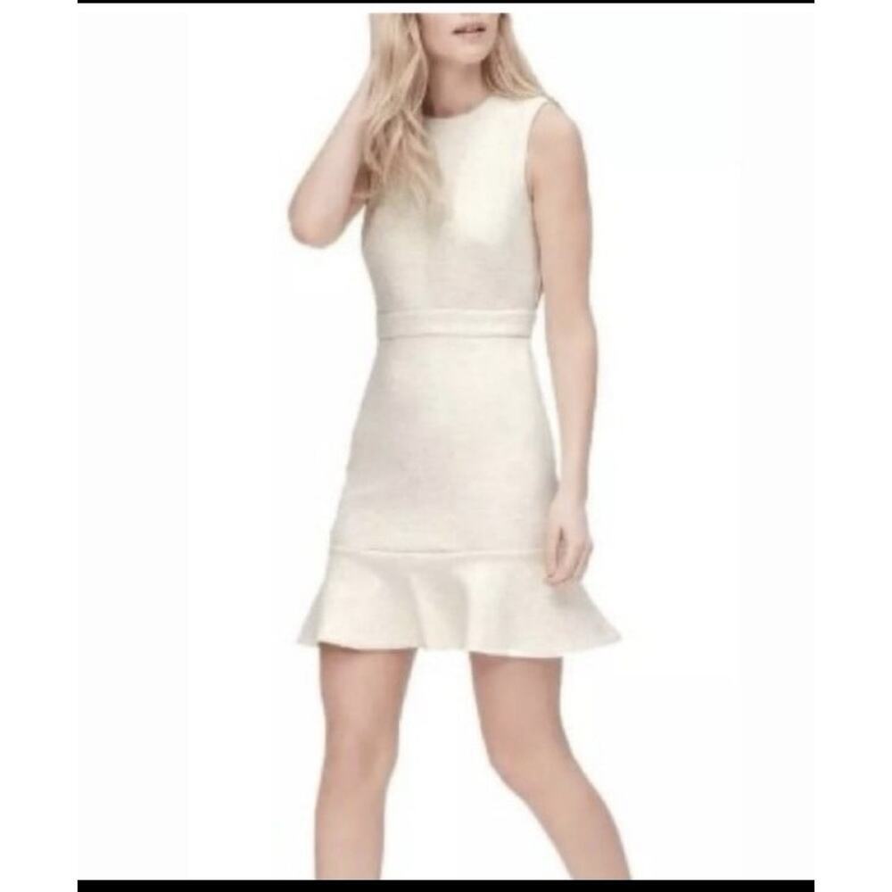 LOFT Heather Grey Sleeveless Fit & Flare Flounce Hem Mini Dress - Size 2 - Picture 2 of 5